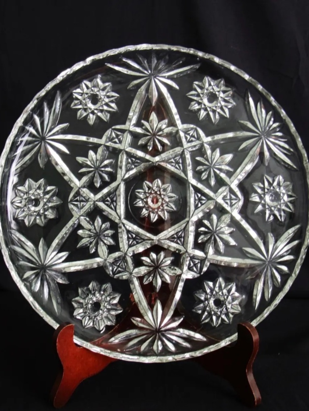 STAR OF DAVID VINTAGE ANCHOR HOCKING GLASS ELEGANT SERVING PLATTER 11”